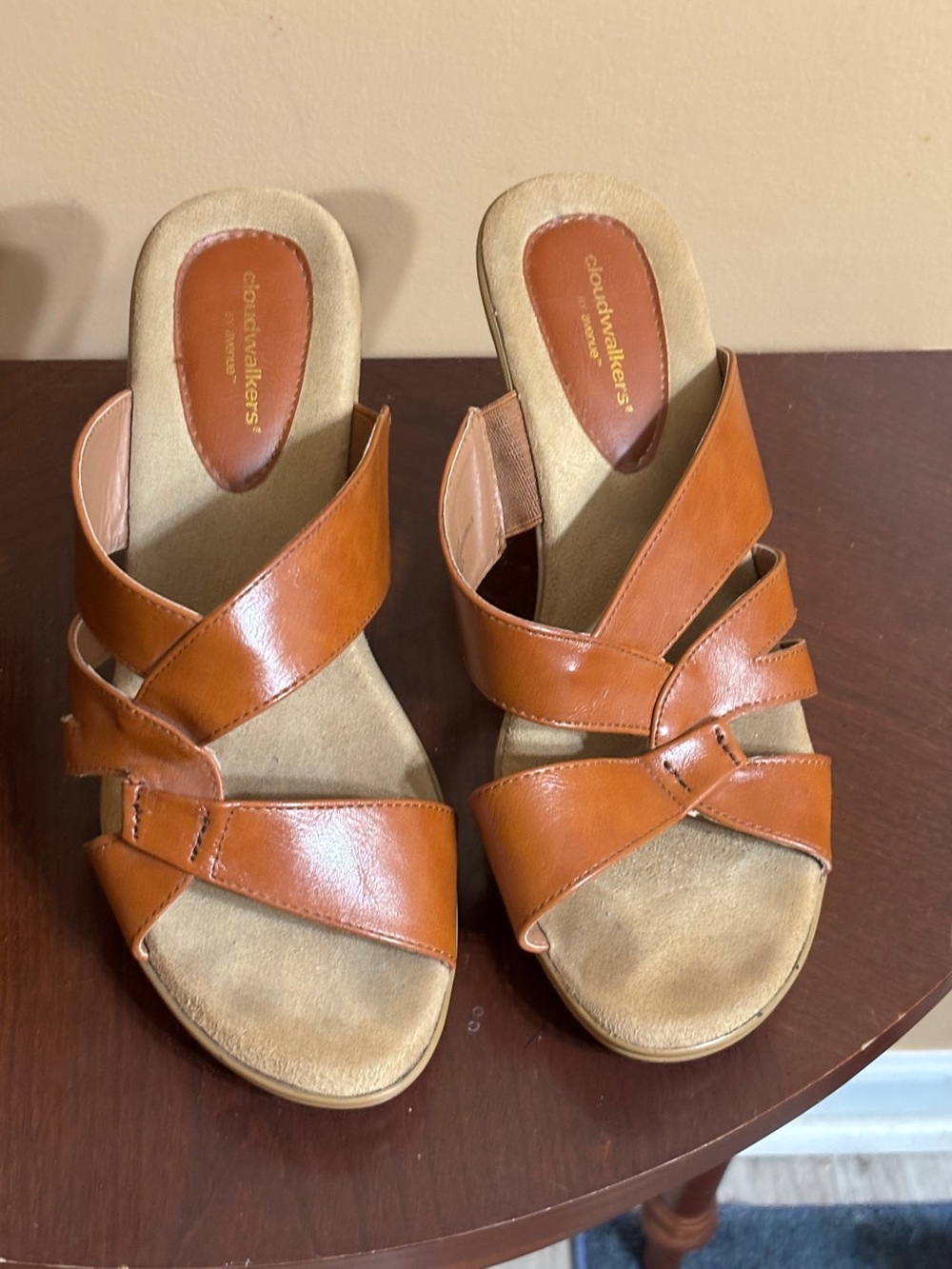 cloudwalkers Women’s Cognac Leather Slide Mules